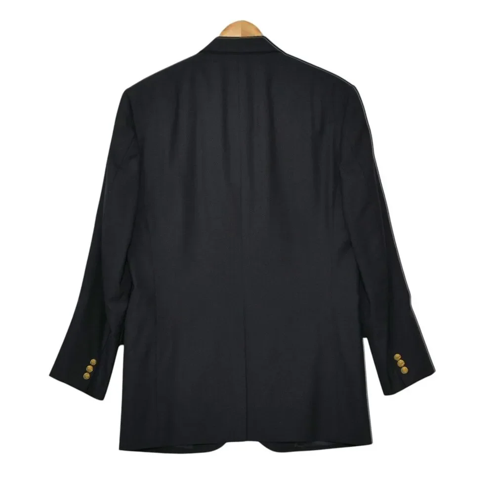 VTG Southwick Sz 42 Blazer Sport Coat Black Gold Buttons Preppy Old Money Office